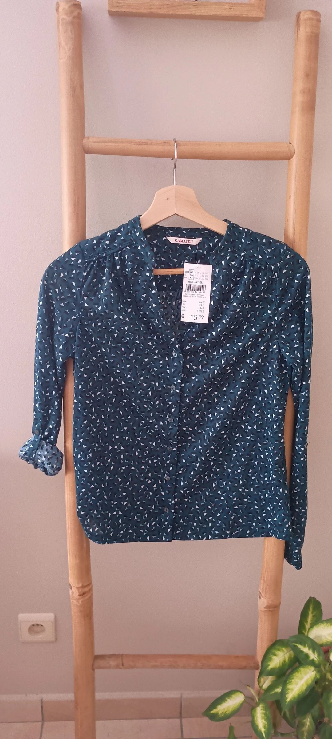 💥 Camaïeu, chemisier vert foncé, taille XS, neuf avec étiquette